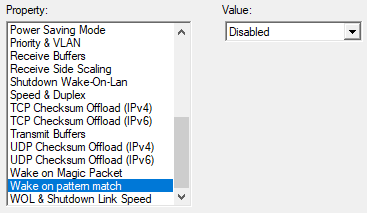 Network Adapter advanced properties screenshot